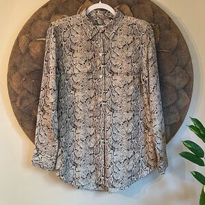 EQUIPMENT Slim Signature Python-Print Silk Button-Front Blouse